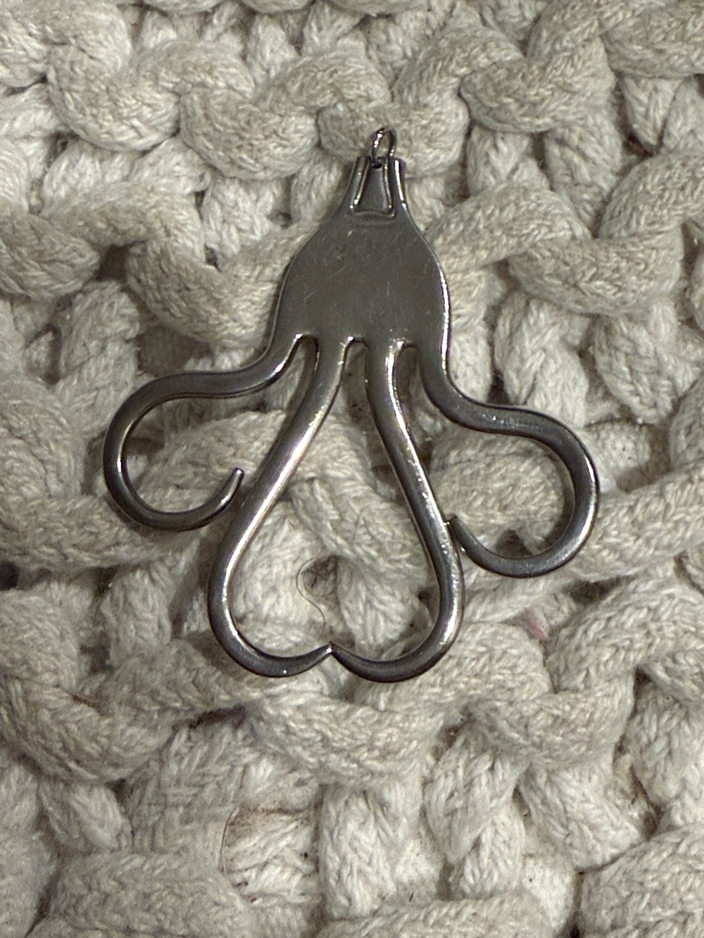 Abstract heart shaped authentic silver fork pendant.